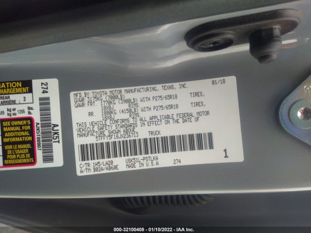 Photo 8 VIN: 5TFFY5F18JX236713 - TOYOTA TUNDRA 2WD 