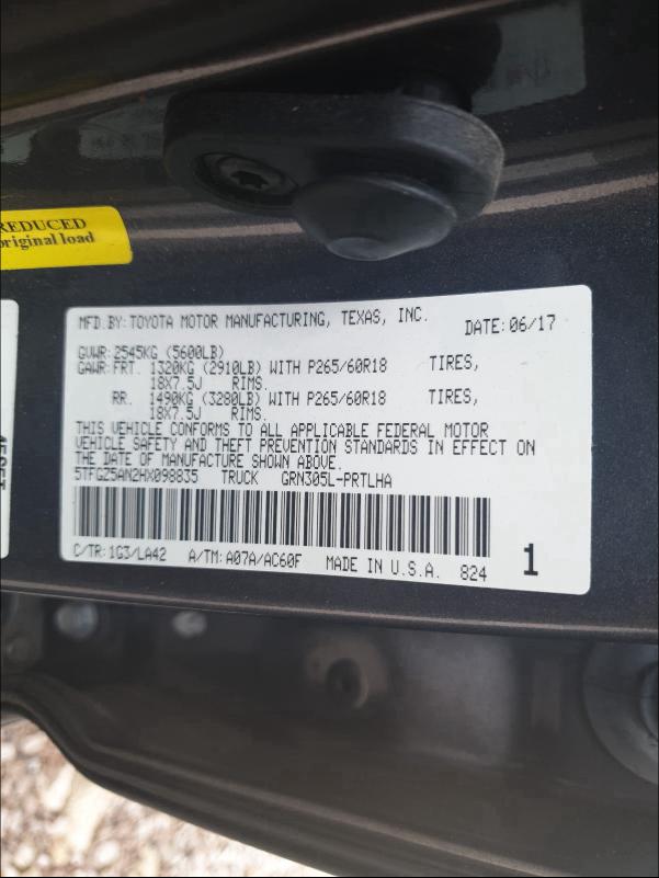 Photo 9 VIN: 5TFGZ5AN2HX098835 - TOYOTA TACOMA DOU 