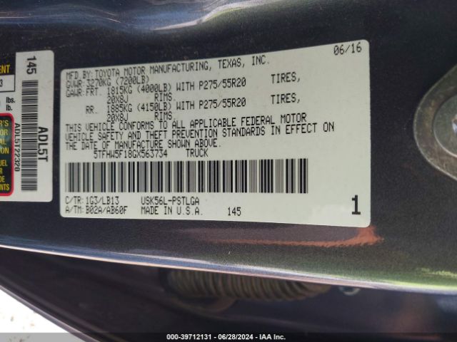 Photo 8 VIN: 5TFHW5F18GX563734 - TOYOTA TUNDRA 