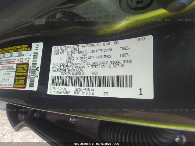 Photo 8 VIN: 5TFHY5F16LX892159 - TOYOTA TUNDRA 4WD 