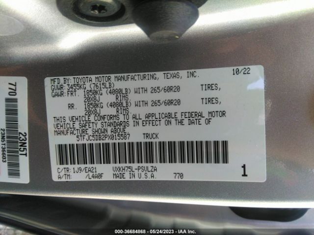 Photo 8 VIN: 5TFJC5DB2PX015587 - TOYOTA TUNDRA HYBRID 