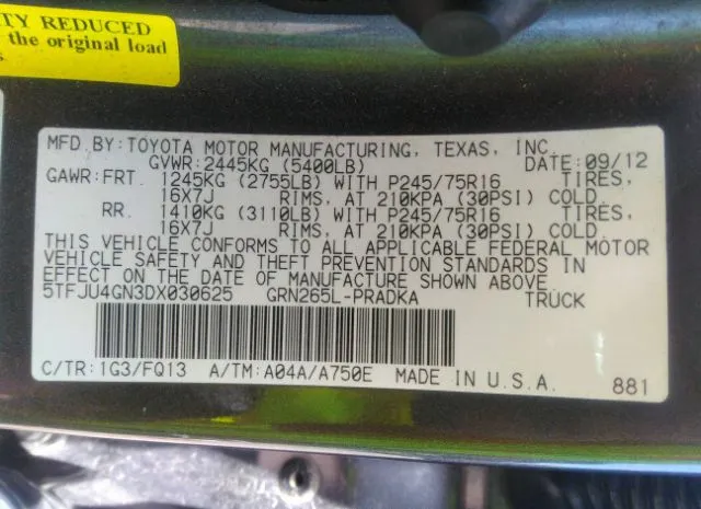 Photo 8 VIN: 5TFJU4GN3DX030625 - TOYOTA TACOMA 