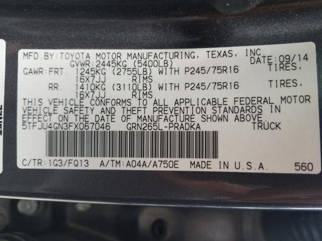 Photo 9 VIN: 5TFJU4GN3FX067046 - TOYOTA TACOMA DOU 