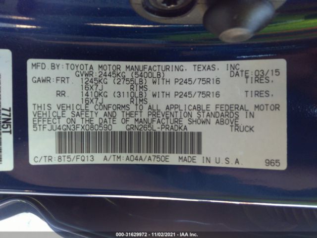 Photo 8 VIN: 5TFJU4GN3FX080590 - TOYOTA TACOMA 