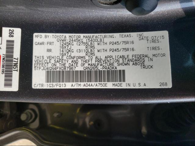 Photo 9 VIN: 5TFJU4GN4FX087967 - TOYOTA TACOMA DOU 