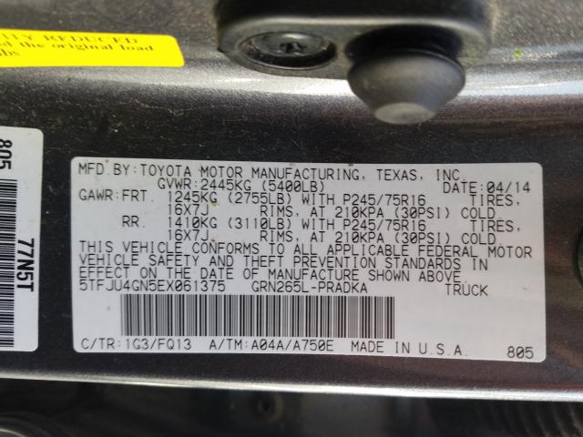 Photo 9 VIN: 5TFJU4GN5EX061375 - TOYOTA TACOMA DOU 