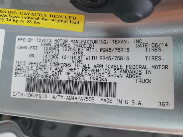 Photo 9 VIN: 5TFJU4GN6FX064786 - TOYOTA TACOMA DOU 