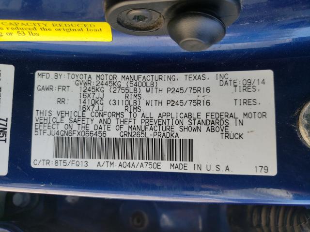 Photo 9 VIN: 5TFJU4GN6FX066456 - TOYOTA TACOMA DOU 