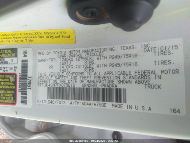 Photo 8 VIN: 5TFJU4GN7FX075618 - TOYOTA TACOMA 