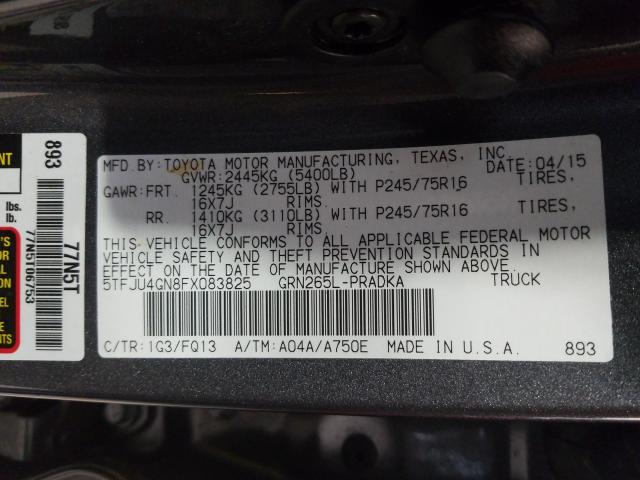 Photo 9 VIN: 5TFJU4GN8FX083825 - TOYOTA TACOMA DOU 