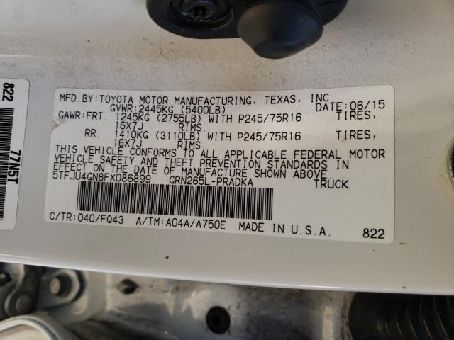 Photo 9 VIN: 5TFJU4GN8FX086899 - TOYOTA TACOMA DOU 