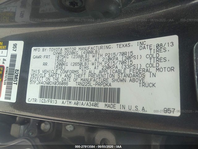 Photo 8 VIN: 5TFJX4CN0DX036086 - TOYOTA TACOMA 