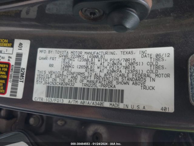 Photo 8 VIN: 5TFJX4CN3CX020432 - TOYOTA TACOMA 