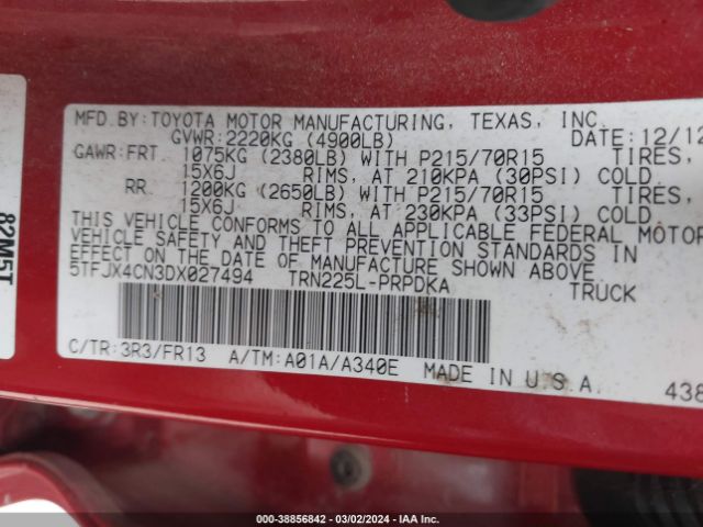 Photo 8 VIN: 5TFJX4CN3DX027494 - TOYOTA TACOMA 