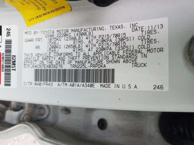 Photo 9 VIN: 5TFJX4CN7EX039276 - TOYOTA TACOMA DOU 