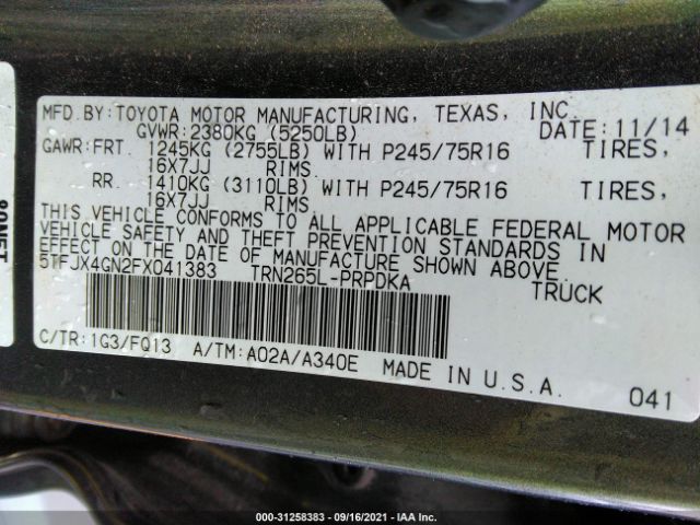 Photo 8 VIN: 5TFJX4GN2FX041383 - TOYOTA TACOMA 