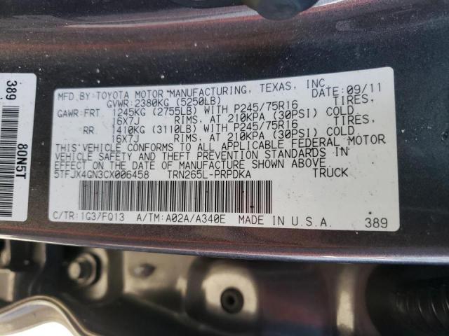 Photo 11 VIN: 5TFJX4GN3CX006458 - TOYOTA TACOMA DOU 