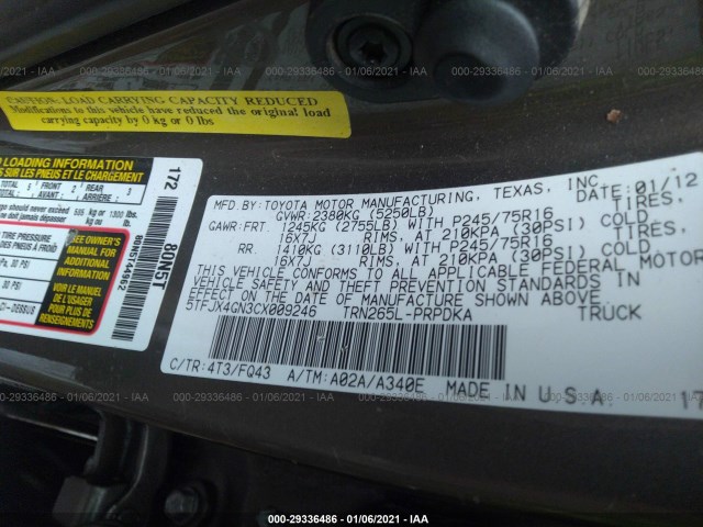 Photo 8 VIN: 5TFJX4GN3CX009246 - TOYOTA TACOMA 