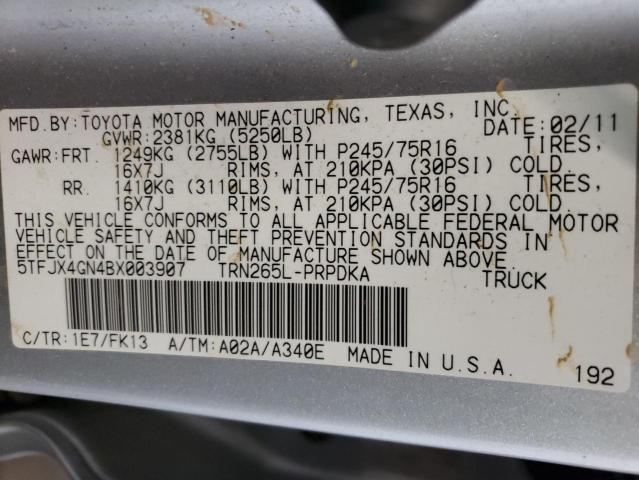 Photo 9 VIN: 5TFJX4GN4BX003907 - TOYOTA TACOMA DOU 