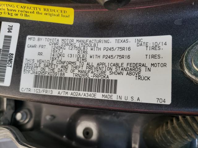 Photo 9 VIN: 5TFJX4GN5FX039188 - TOYOTA TACOMA DOU 