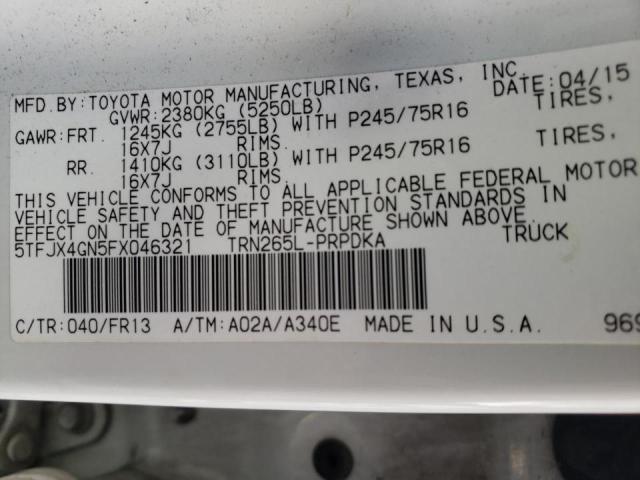 Photo 9 VIN: 5TFJX4GN5FX046321 - TOYOTA TACOMA DOU 