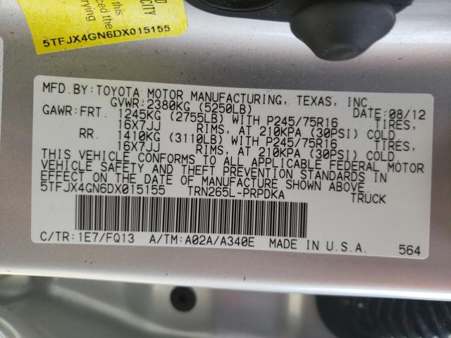 Photo 9 VIN: 5TFJX4GN6DX015155 - TOYOTA TACOMA DOU 