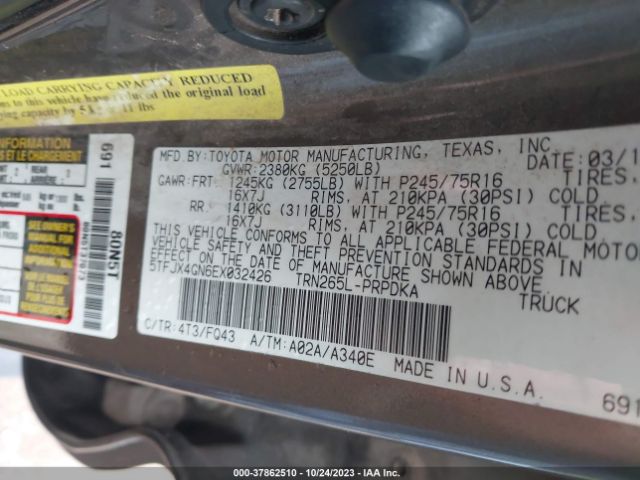 Photo 8 VIN: 5TFJX4GN6EX032426 - TOYOTA TACOMA 