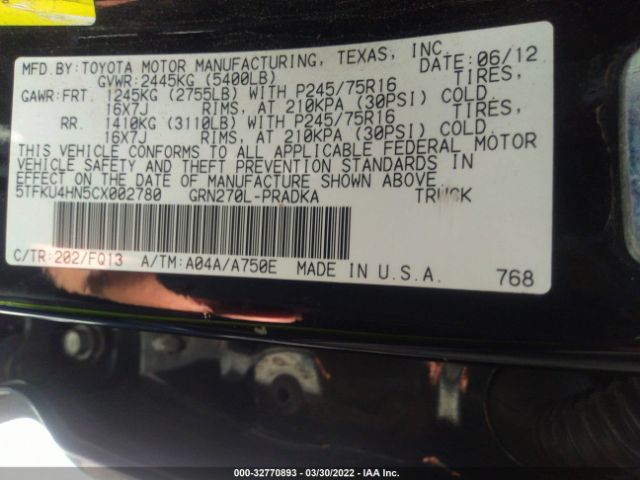 Photo 8 VIN: 5TFKU4HN5CX002780 - TOYOTA TACOMA 