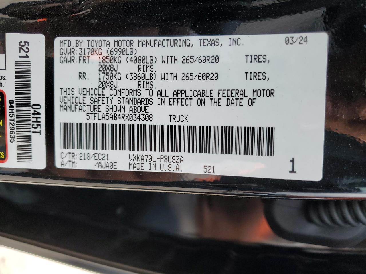 Photo 11 VIN: 5TFLA5AB4RX034308 - TOYOTA TUNDRA 