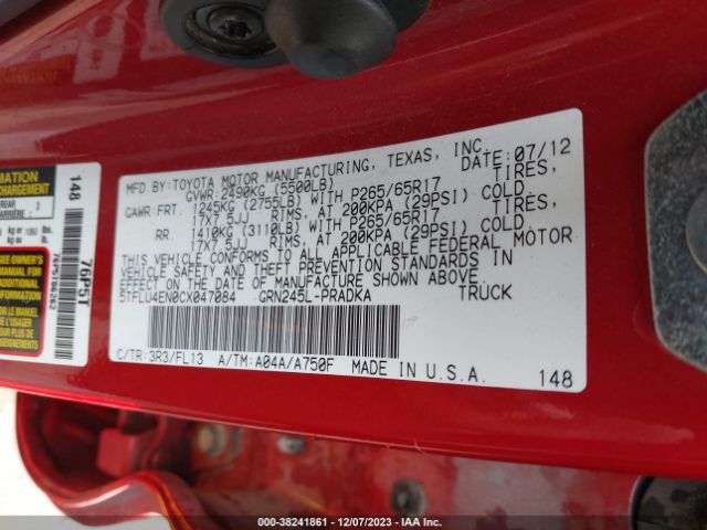 Photo 8 VIN: 5TFLU4EN0CX047084 - TOYOTA TACOMA 