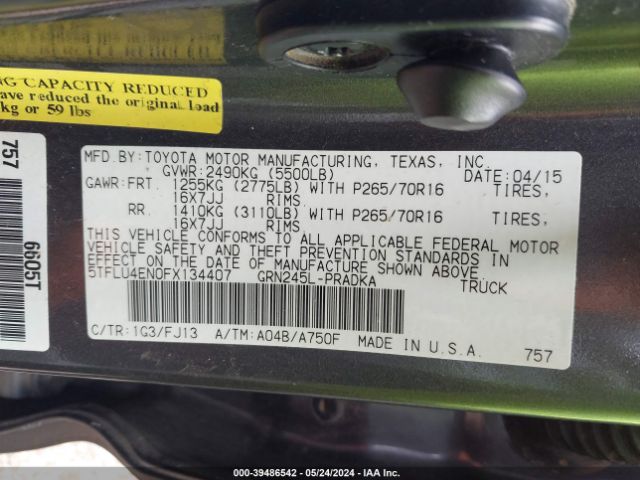 Photo 8 VIN: 5TFLU4EN0FX134407 - TOYOTA TACOMA 