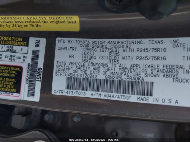 Photo 8 VIN: 5TFLU4EN1FX120242 - TOYOTA TACOMA 