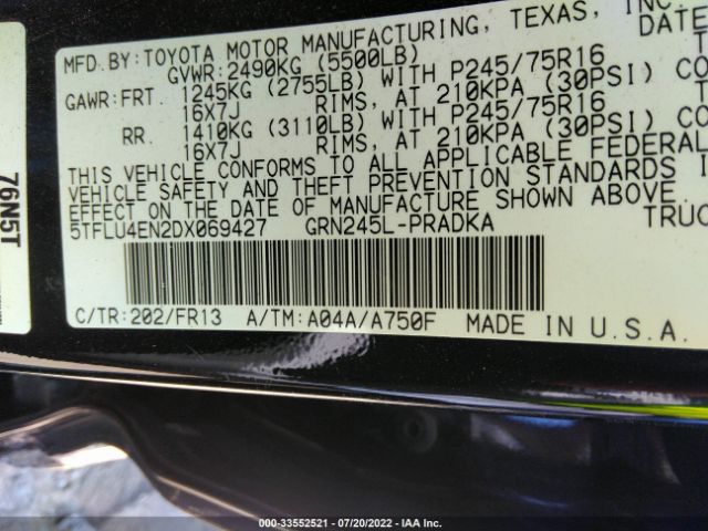 Photo 8 VIN: 5TFLU4EN2DX069427 - TOYOTA TACOMA 