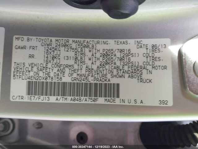 Photo 8 VIN: 5TFLU4EN2DX078158 - TOYOTA TACOMA 