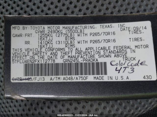 Photo 8 VIN: 5TFLU4EN2FX112778 - TOYOTA TACOMA 