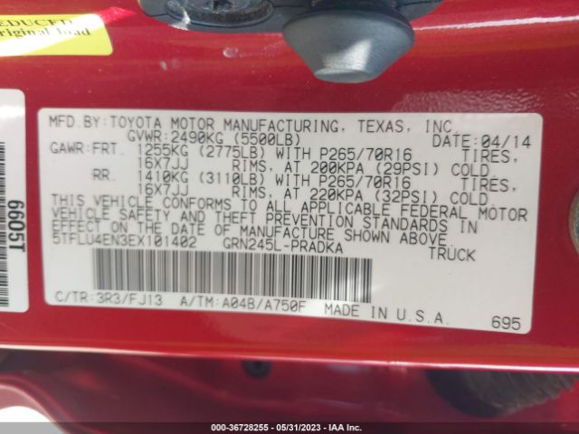 Photo 8 VIN: 5TFLU4EN3EX101402 - TOYOTA TACOMA 