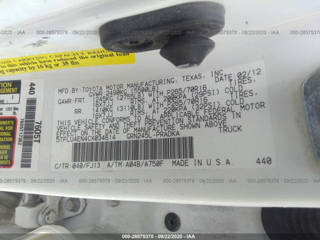 Photo 8 VIN: 5TFLU4EN4CX034614 - TOYOTA TACOMA 