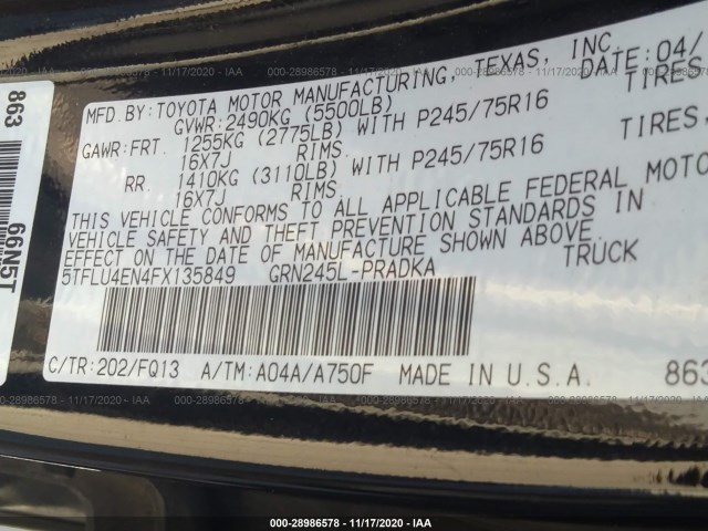 Photo 8 VIN: 5TFLU4EN4FX135849 - TOYOTA TACOMA 