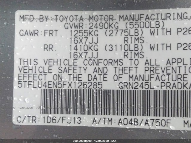 Photo 8 VIN: 5TFLU4EN5FX126285 - TOYOTA TACOMA 