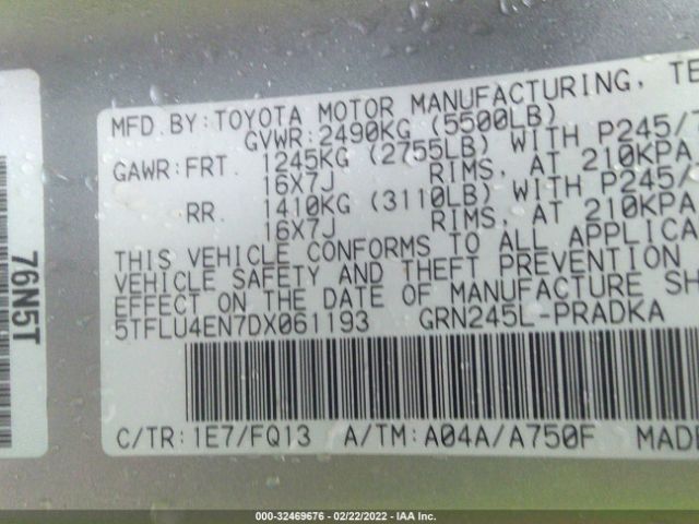 Photo 8 VIN: 5TFLU4EN7DX061193 - TOYOTA TACOMA 