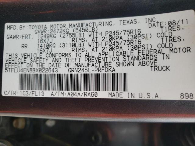 Photo 9 VIN: 5TFLU4EN8BX022643 - TOYOTA TACOMA DOU 