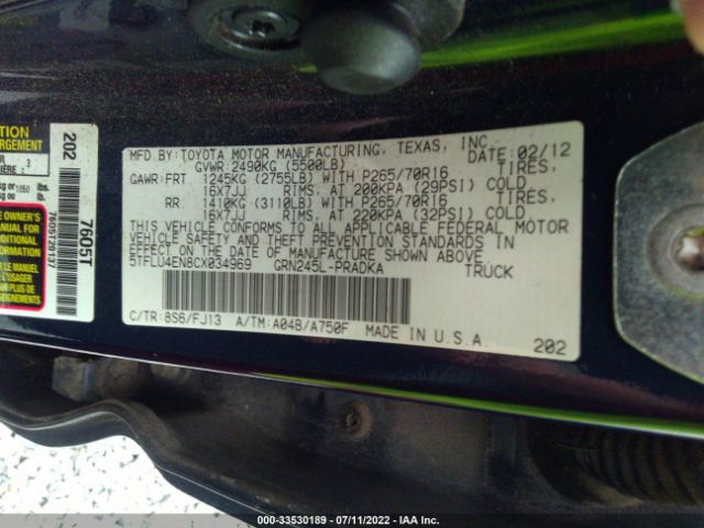 Photo 8 VIN: 5TFLU4EN8CX034969 - TOYOTA TACOMA 