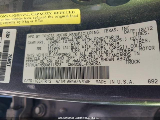 Photo 8 VIN: 5TFMU4FN5DX011623 - TOYOTA TACOMA 