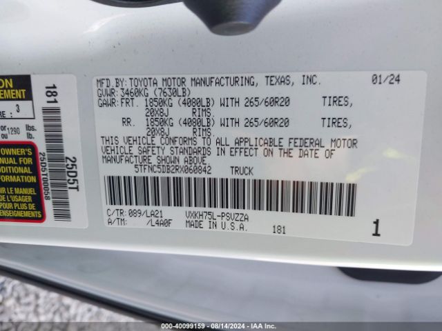 Photo 8 VIN: 5TFNC5DB2RX060842 - TOYOTA TUNDRA 