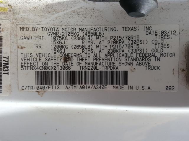 Photo 9 VIN: 5TFNX4CN0CX013066 - TOYOTA TACOMA 