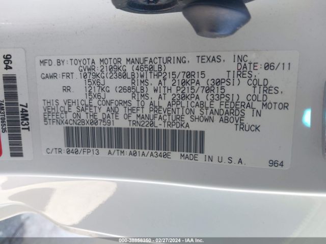 Photo 8 VIN: 5TFNX4CN2BX007591 - TOYOTA TACOMA 