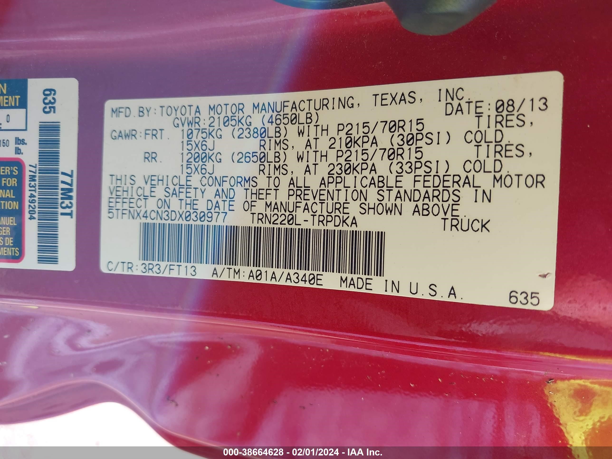 Photo 8 VIN: 5TFNX4CN3DX030977 - TOYOTA TACOMA 