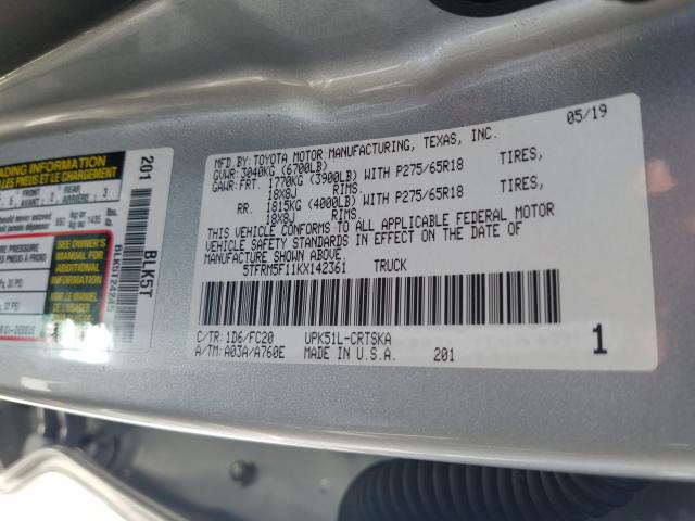 Photo 9 VIN: 5TFRM5F11KX142361 - TOYOTA TUNDRA DOU 