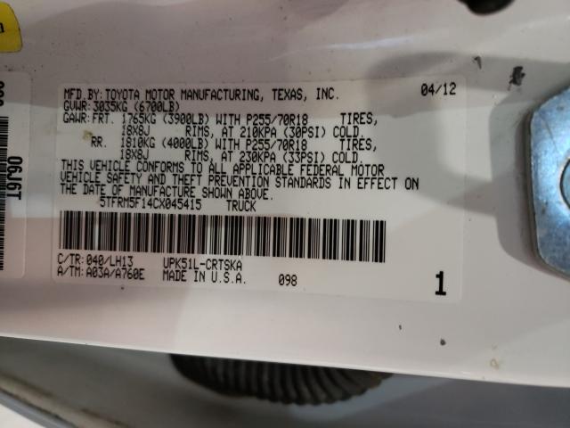 Photo 9 VIN: 5TFRM5F14CX045415 - TOYOTA TUNDRA DOU 