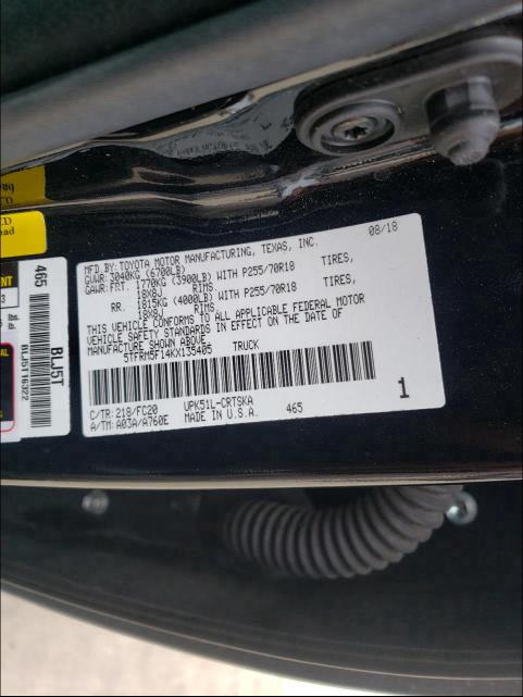 Photo 9 VIN: 5TFRM5F14KX135405 - TOYOTA TUNDRA DOU 